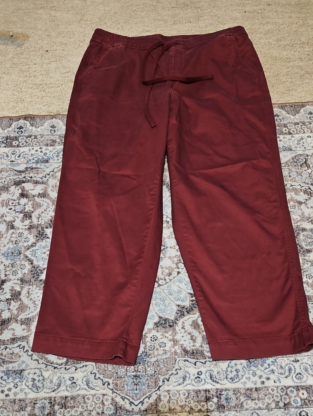 Lane Bryant Wide Leg Maroon Drawstring Pants
